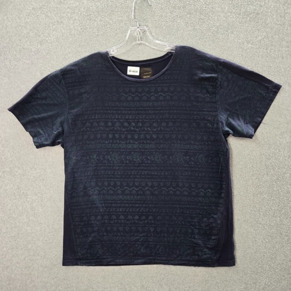 Black Tag by Zara Men Shirt Large Blue Aztec Geometric Short Sleeve‎ Tee